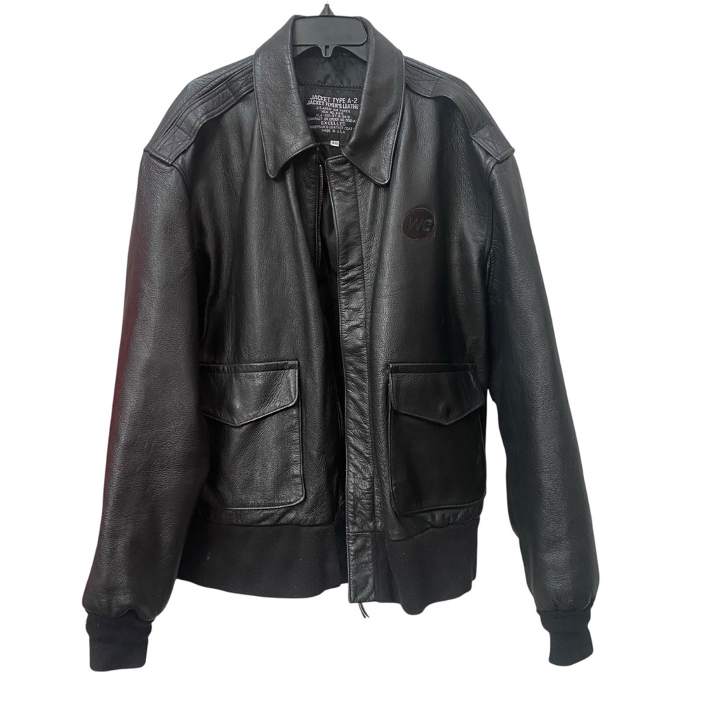 Excelled Black Leather Jacket Type A-2 Flyers US Air Force size 48 - Made in USA